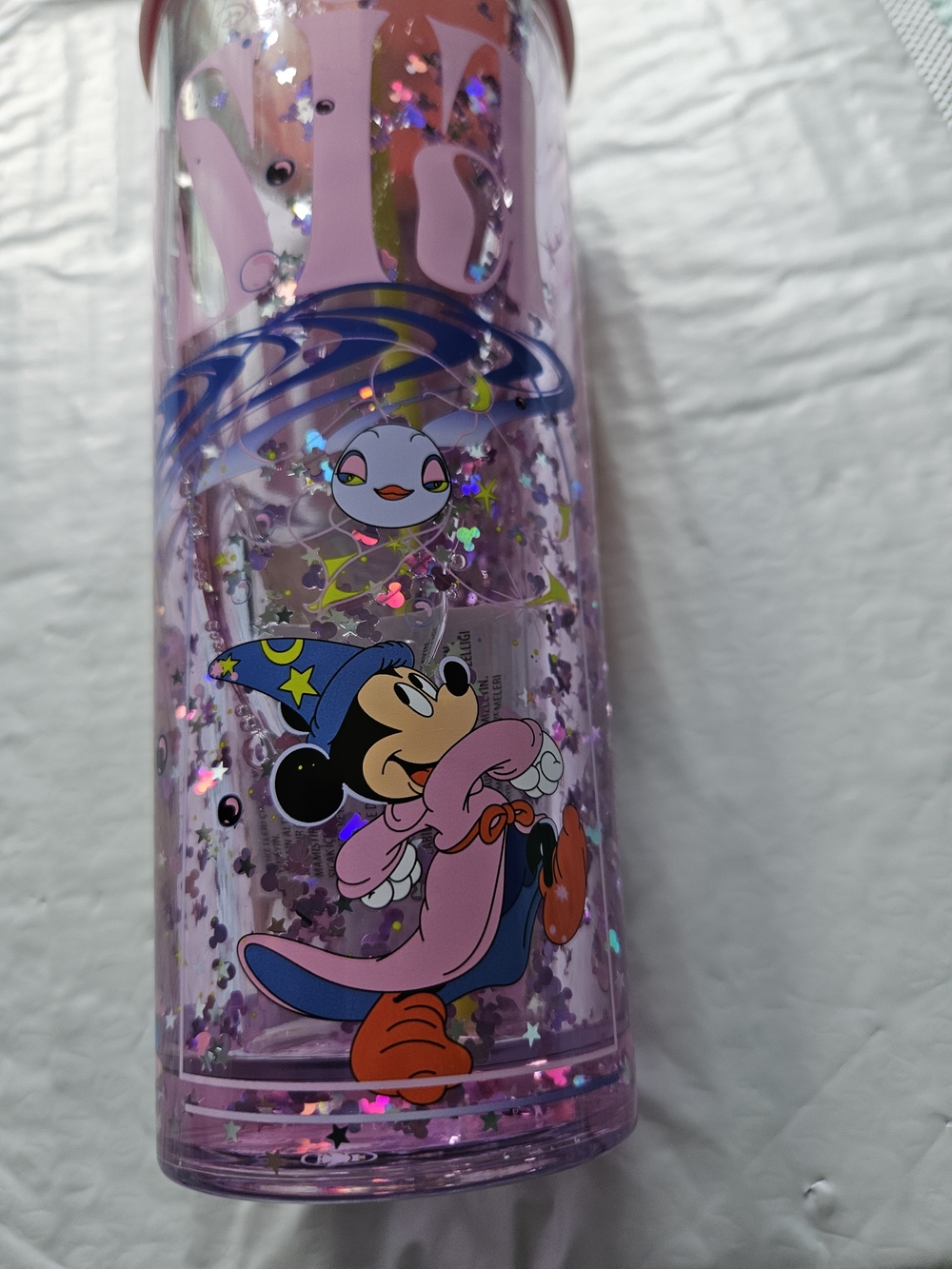 Mickey Mouse Pink Glitter Water Bottle